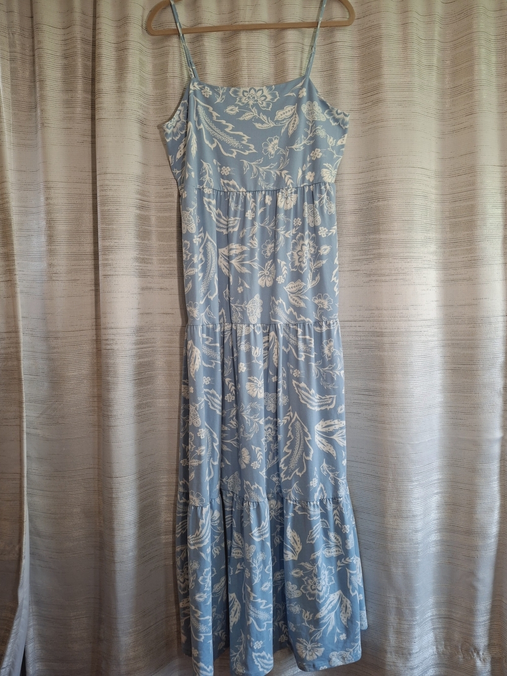 SO Blue Floral Tiered Maxi Dress with Spaghetti Straps XXL